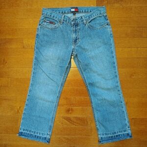 Vintage 90s/Y2K Tommy "ROC-ROC" Wide Leg Crop Jeans - 5 (Juniors)